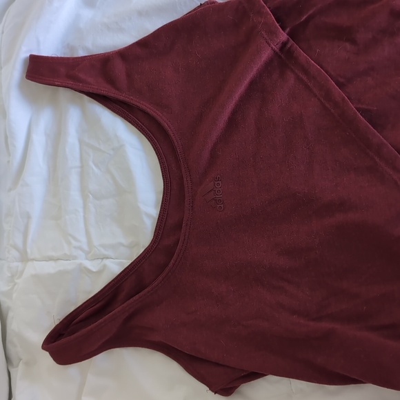Adidas Sport Tank Top with Crop Criss Cross Front Burgundy Size Small - Picture 4 of 5